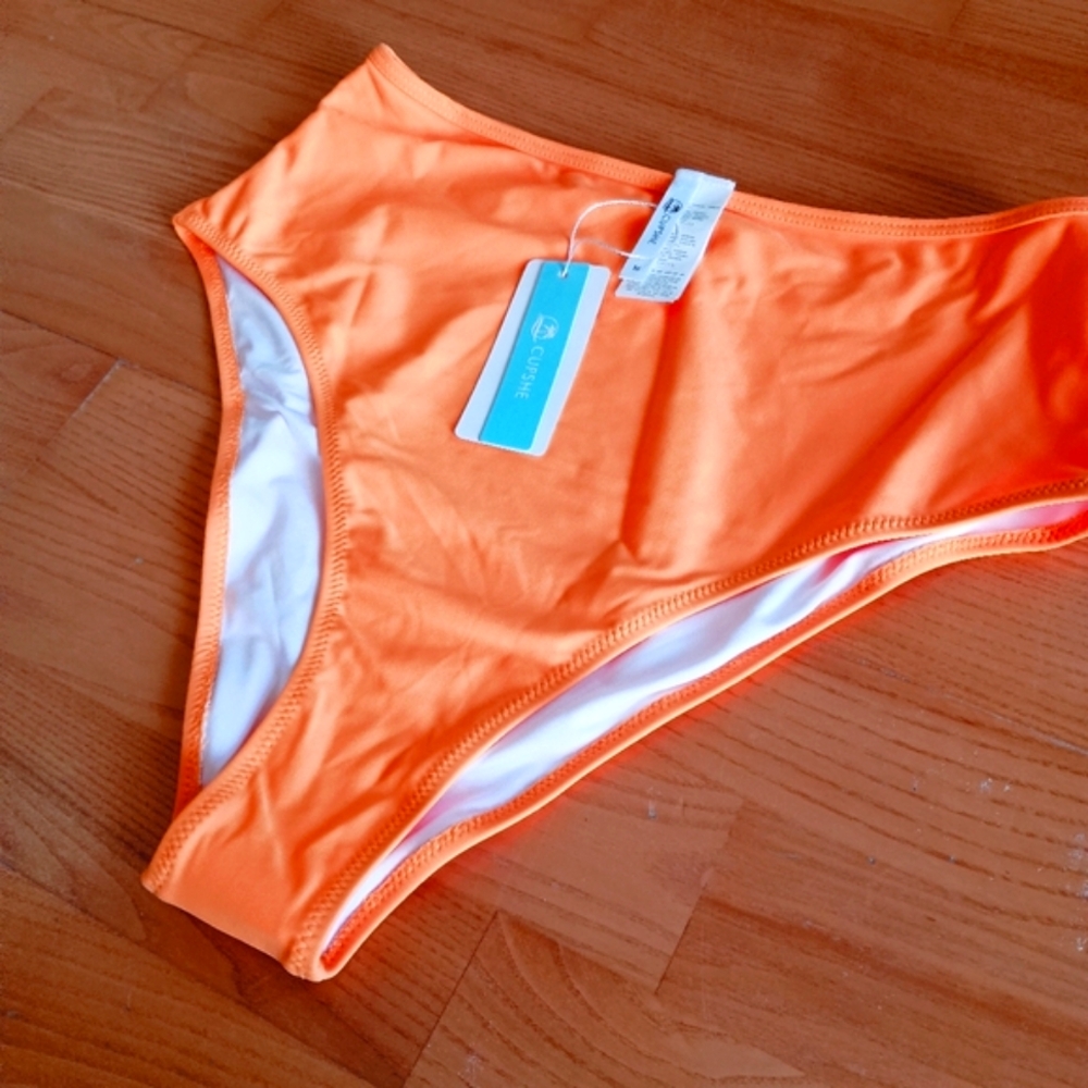 CUPSHE NWT Women's Orange High-Waisted Bikini Bottom